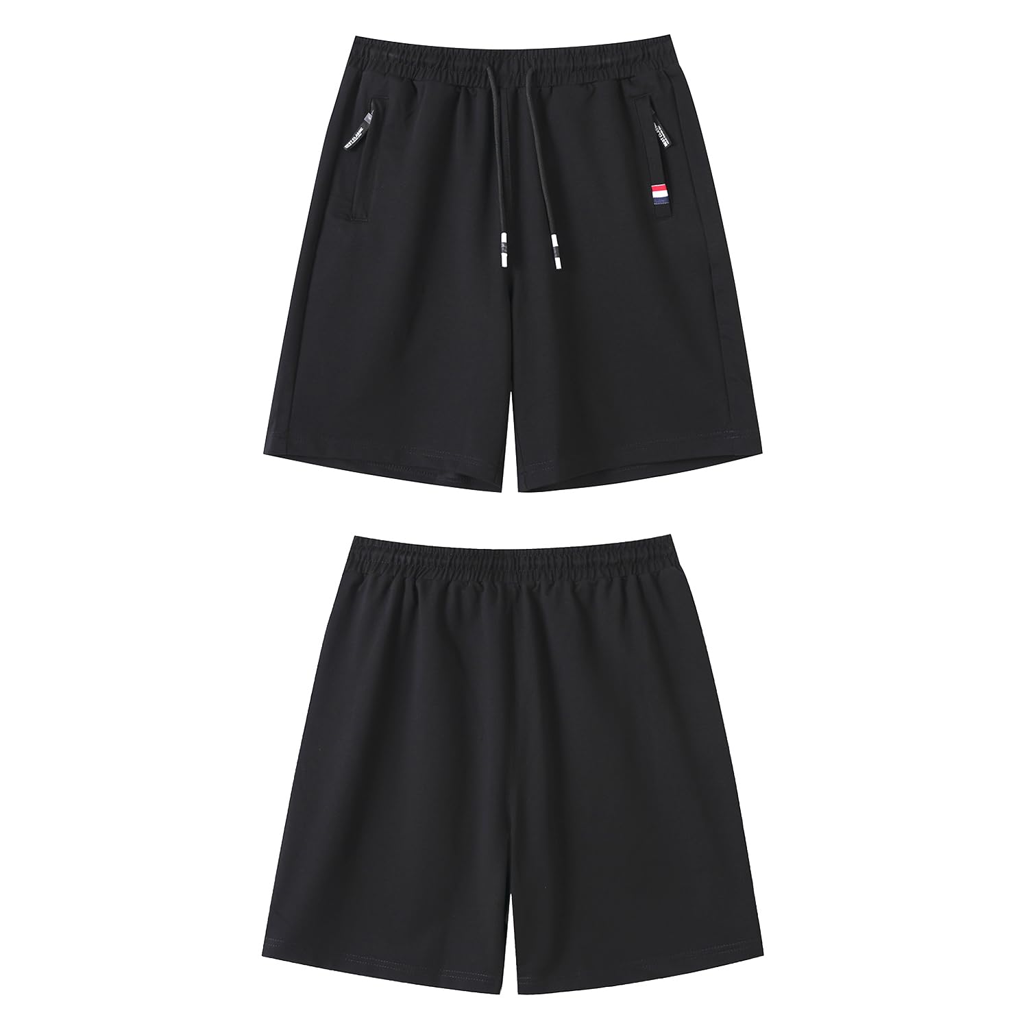 FGFD&OU Pantalón Corto Hombre Algodón Pantalones Cortos Deportivo para Correr Deporte Yoga Tiempo Libre, Bermuda de Elásticos Transpirable con Bolsillos Cremallera