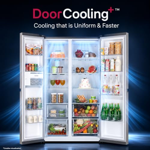 Image of LG 790 L, 3 Star, Frost-Free, Double Door, Wi-Fi Convertible, Smart Inverter, Side By Side Refrigerator with AI ThinQ (GL-B277GPZ3, Shiny Steel, 2026 Model, HygieneFresh+ & Door Cooling+)