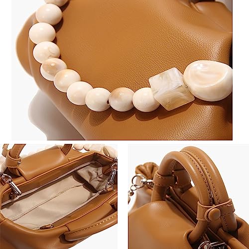 Cloud Clutch Purses for Women Soft Leather Dumpling Bag Beaded Slouchy Pouch Bag Small Handbag Crossbody Purse3
