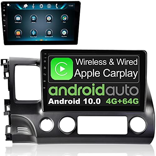 IYING Android 10.0 Car Multimedia Player for Honda Civic 2006-2011 Wireless CarPlay & Wired Android Auto 4GB+64GB 10.1 Inch Car Stereo Radio AM/FM GPS Navigation Bluetooth WiFi