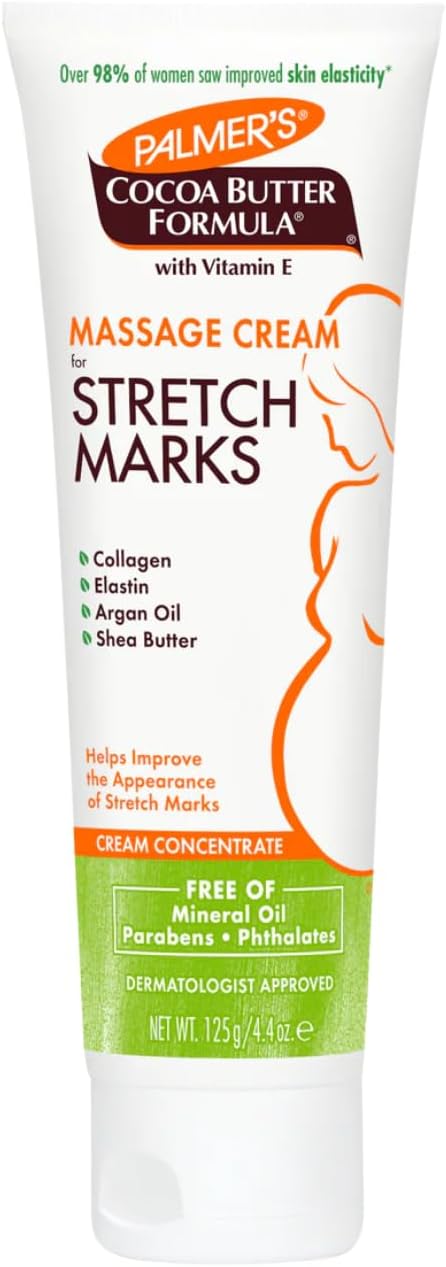 Cocoa Butter Formula Massage Cream for Stretch Marks-Reduce Appearance of Scars & Stretch marks-48 Hrs Moisture-Improve Skin Elasticity & Stretch-No Paraben, Sulphate,Dyes, Mineral Oil-125g