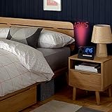 HDi Audio Large Display 1.2 Blue LED Digital Projection Alarm Clock Digital AM/FM Radio, Dual Alarm Clock, Battery Backup with 3 Dimming Options - HCR-250