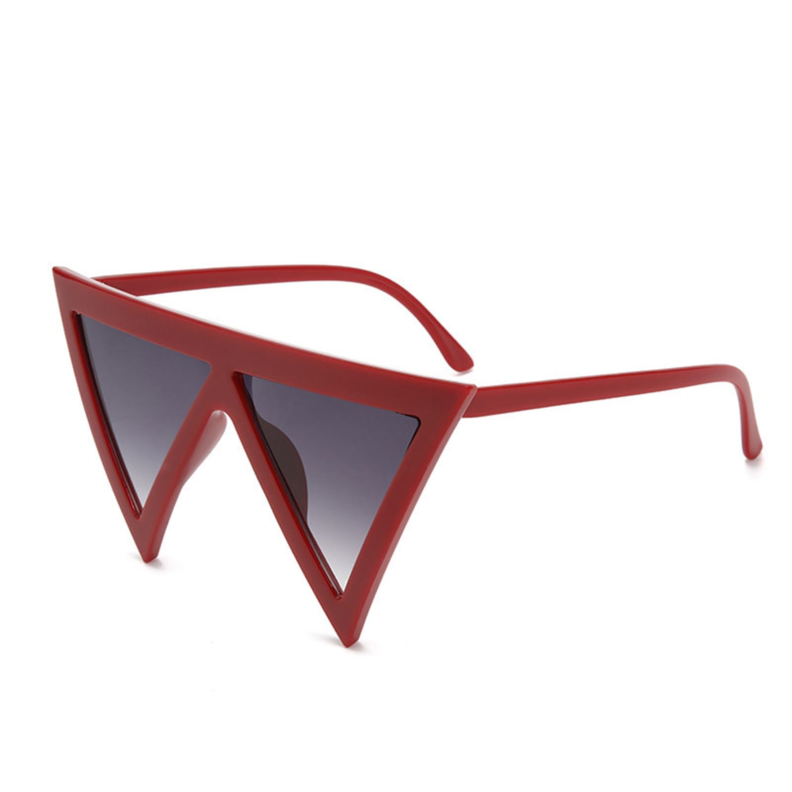 Fankexi Triangle Oversized Sunglasses for Women Retro Party Cat Eye Sun Glasses Polarised Sunglasses UV400 Protection Eyewear,Red