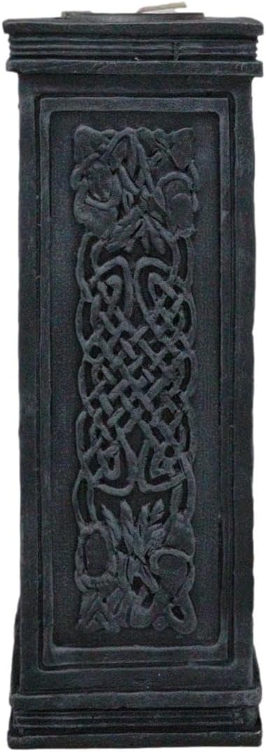 Ebros Gift Wicca Celtic Knotwork Sacred Symbols Dark Art Votive Tea Light Pillar Column Stand Candle Holder Figurine Candleholder Decoration Home Accent Spiritual Decor