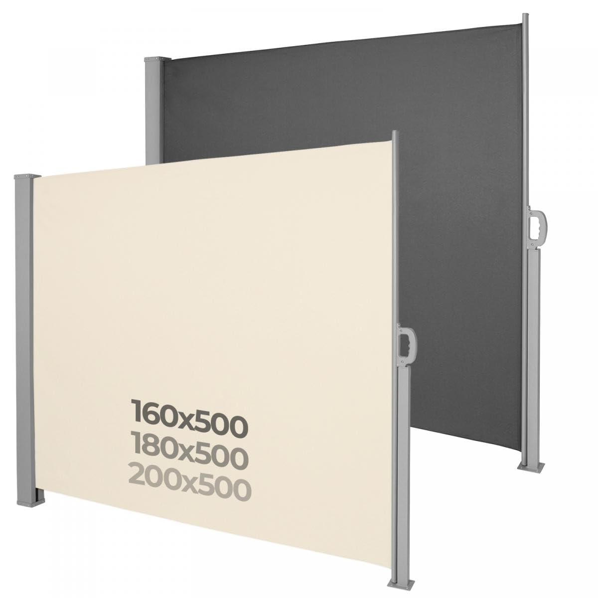 Jago® Paravent Extérieur Rétractable - 500x160/180/200cm, Imperméable, Protection UV, Enroulement Automatique - Auvent Store Latéral, Brise-Vue, Abri Soleil, Jardin, Balcon (180x500 cm, Beige)