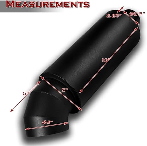 Miniatura 2 de Q1-TECH - Silenciador universal de punta de escape de 2.5 pulgadas, entrada de 4 pulgadas, acero inoxidable negro, universal de 19 pulgadas de