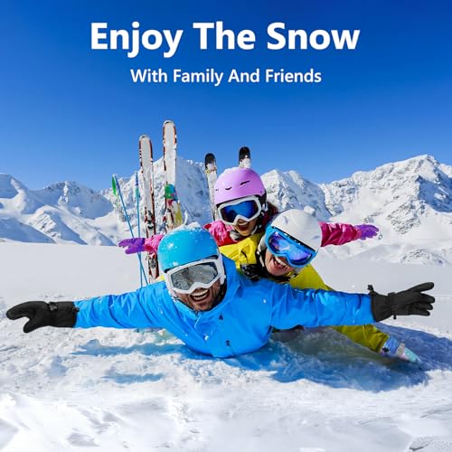 Image of Ski Gloves,Snow Gloves Waterproof Winter Warm Cold Weather Touchscreen Gloves for Parent& Child Kids Skiing,Snowboarding