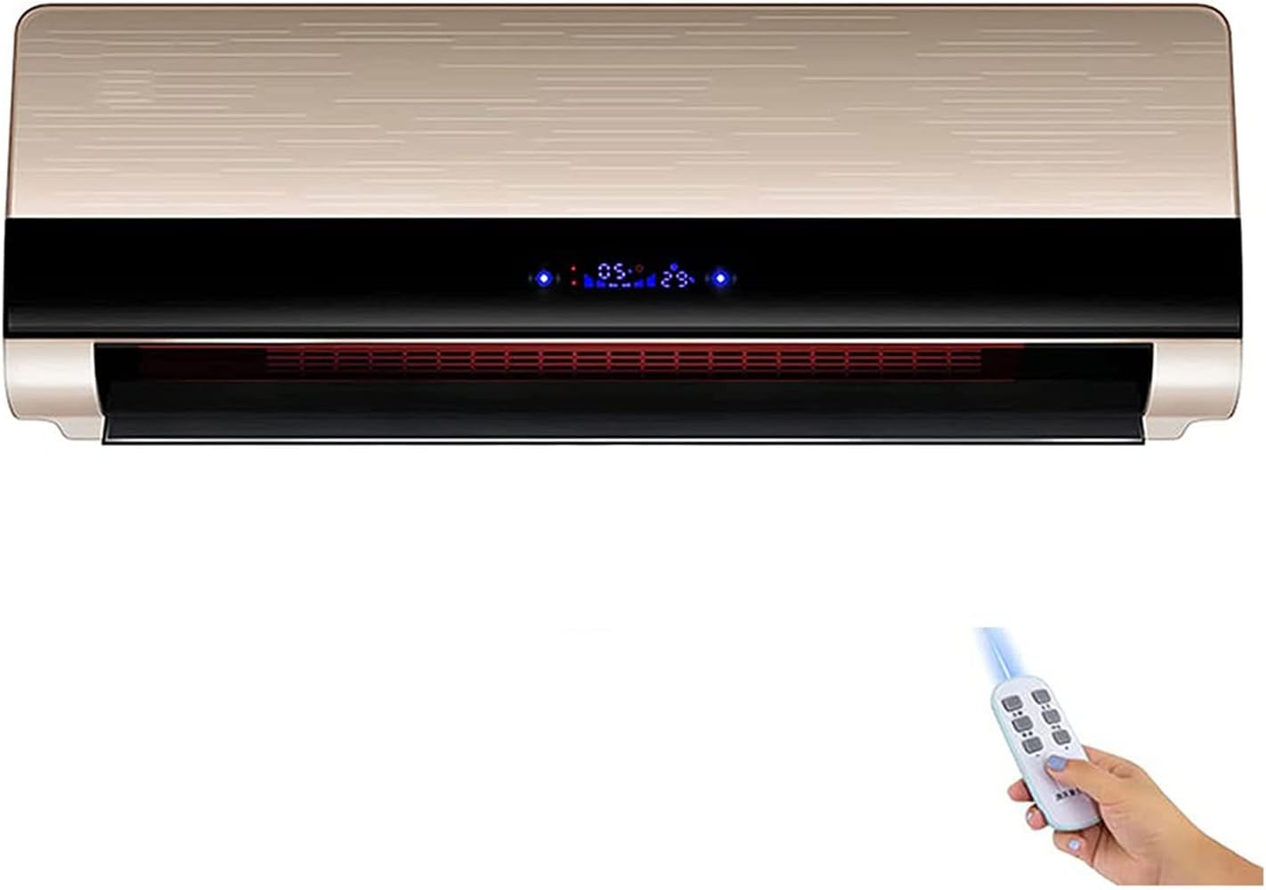 Wall Mounted Air Conditioner, Wall Mounted Remote Air Conditioner with Timer, Electric Heating Machine Air Conditioning Fan, Silver