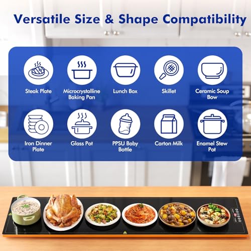 Electric Warming Trays for Buffets Party - 40x14 Inch Food Warmers, Buffet Servers and Warmers - Extra Large Hot Plate with Fast Heating & Adjustable Temp for Restaurants, Events