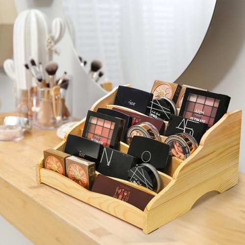 Image of Hedume Nail Polish Organizer Rack, 7 Tier Wooden Nail Polish Display Stand, No Assembly Required, Countertop Stand Display for Nails Polishs, Makeup, Essential Oil, Glasses