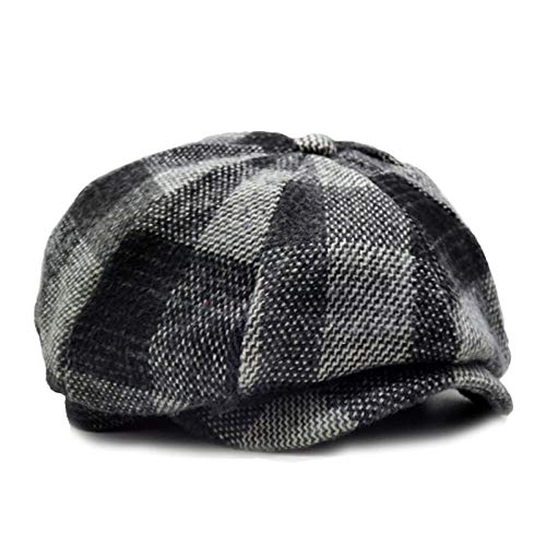 DELLA-Winter-Plaid-Berets-Caps-for-Men-Warm-Wool-Thicken-Newsboy-Cap-for-Women-Vintage-Octagonal-Detective-Painter-Hats-Retro-Flat-Cap-Black60cm