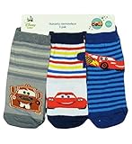 3 unidades Disney Calcetines Cars, pack de 3 (gris/blanco/azul a rayas) - 16/18