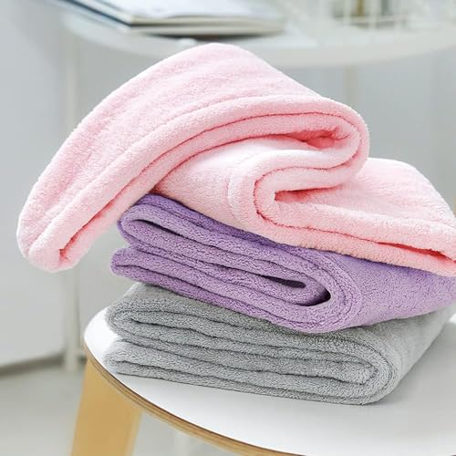 Image of AYUS Microfiber Hair Towel /Wrap for Women Hair-Drying Bathrobe Magic Hair Warp Towel Super Quick-Drying Microfiber 500 GSM Hair Towel(Multi Color) Set of 1