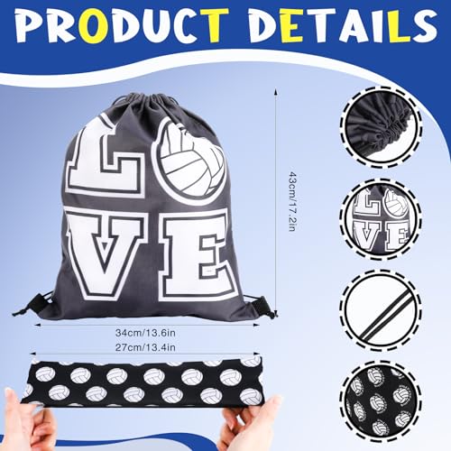 Hoemwarm 6 Pcs Volleyball Accessories Kit,Youth Girls Volleyball Knee Pads Arm Sleeves Drawstring Bag Softball Headbands Volleyball Protection Equipment Gifts for Women Beginners Teen