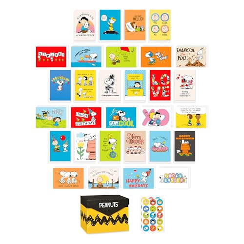 Amazon.com.br: American Greetings Pacote de cartas de amendoim para todas as ocasiões com caixa de lembrança e envelopes de 30 unidades