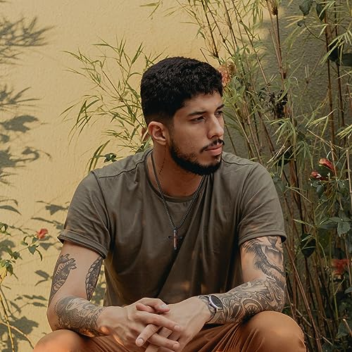 Wooden Cross Necklace for Men, Real Ebony Inset In Black Stainless Steel Christian Wood Crucifix Pendant, Includes Necklace 24" Box Chain3