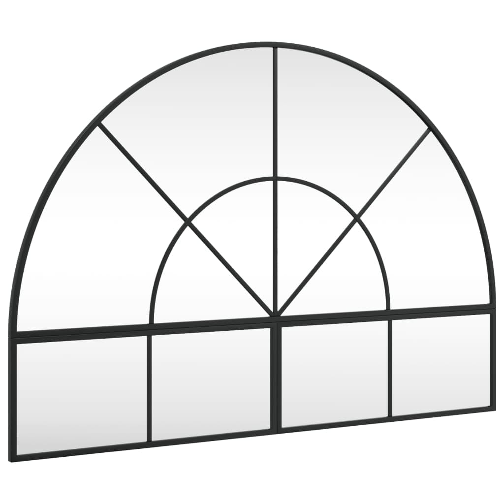 KGHFDVB Black Arch Wall Mirror 100x70 cm, Minimalist Powder-Coated Frame, Clear Glass for Bedroom, Living Room, Bathroom Decor