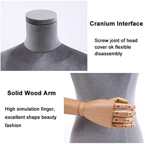 Miniatura 3 de HXYONGN Beige Female Dress Form Mannequin Torso Body with Adjustable Height Black Tripod Stand, for Women's Dress Clothing Display Interesting(with