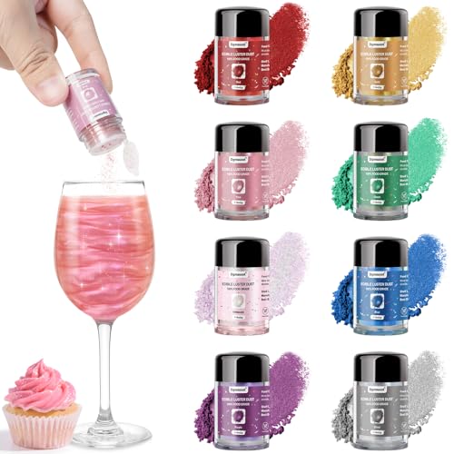 8 Colors Edible Glitter Set, Food Grade Edible Glitter For Drinks, Flavorless Luster Dust Shimmer Powder For Cakes, Cocktails, Beverages, Strawberries, Cookies, Candies, Decorations (5G/Bottle)