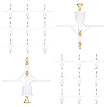 Hollow-Wall Anchors, One Size, 65Lbs Anchor 25pcs+Screw 25pcs Drywall Anchor kit with Screws, Self-Drilling Hollow Wall Anchor, White