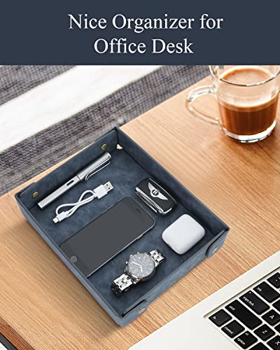 Image of CASIRENA Faux Leather Valet Tray Organizer for Men - Catch-All Tray for Entryway Table Key, Wallet, Watch, Coin Change, Phone, Dresser EDC Dump Jewelry, Bedside Nightstand Desk-top