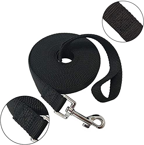 Image of Petlicious & More Nylon Dog Training Lead Dog Leash Long Leash 10 Ft Long Leash for Dogs Walking Leash (1 inch Inch Thick x 10 Ft Long) (Black)