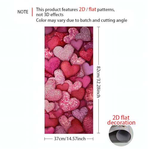 Image of 2 PC Trash Can Sticker 14.57 x 32.28 Inch Pink Mosaic Heart Design Vinyl Sticker with Stone Path and Romantic Pattern for Outdoor Garbage Bin Garden Yard Driveway Home Decor