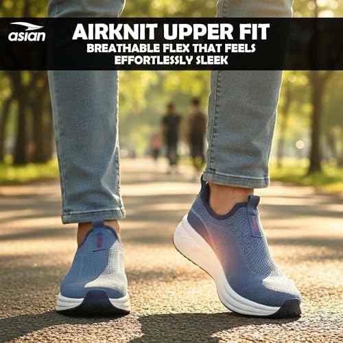 Image of ASIAN Hypercushion Walk-02 Men's Walking Shoes | Slip-On Knit Walking Shoes with E-TPU Energy Return Sole, Memory Foam Arch Support, Breathable Upper & Grip Outsole, Gym & Travel