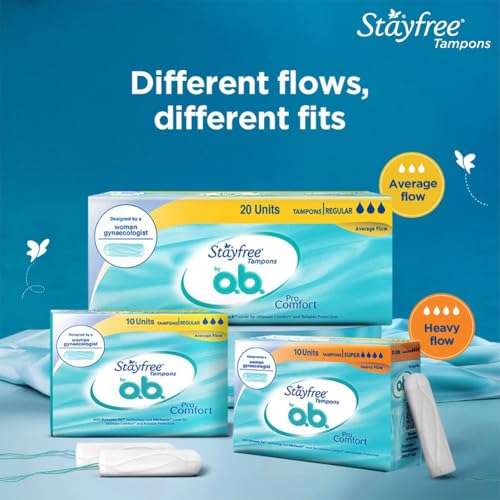 Image of Stayfree Tampons by OB| Normal flow|10 piece| Dynamic Fit Technology| Rashfree| No skin irritation| Upto 100% leakage protection| Silk touch technology| Stain free