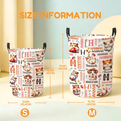Image of Custom Hamster Laundry Hamper, Personalized Laundry Basket with Name, Customized Dirty Clothes Basket for Clothes Toy Bathroom Bedroom Storage,S-16.5 inchX 13.8 inch