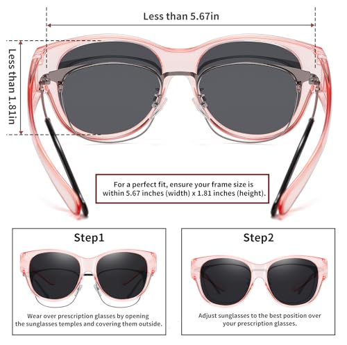 Image of HAOLOTA Fit Over Glasses Sunglasses for Women Polarized | Over Glasses Sun Glasses, UV400 Polarized Lens, Trendy Cat Eye Sunglasses, Lightweight and Flexible, Driving, Daily Use