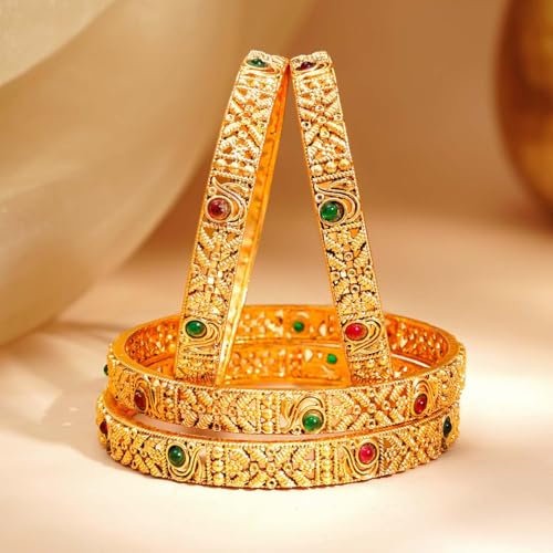 Image of Rubans Bangles Set Gold Plated Traditional Ethnic Stylish Trendy Jewellery Gift for Women & Girls