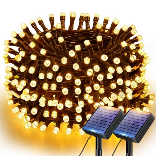 btfarm Lot de 2 Guirlande Solaire Exterieur Jardin, 6M 60 LED Guirlande Lumineuse Exterieure Solaire IP65 Étanche, 8 Modes Guirlande Arbre Extérieur pour...