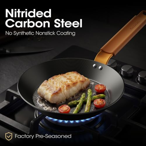Image of 8 Inch Preseasoned Carbon Steel Frying Pan, Snowflake Texture