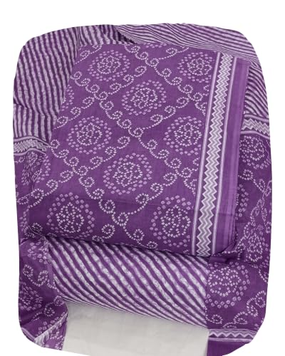 Image of DRAVINAM Trends Women's Premium Cambric Cotton Jaipuri Printed Unstitched Salwar Suit Dress Material with Mulmul Cotton Dupatta