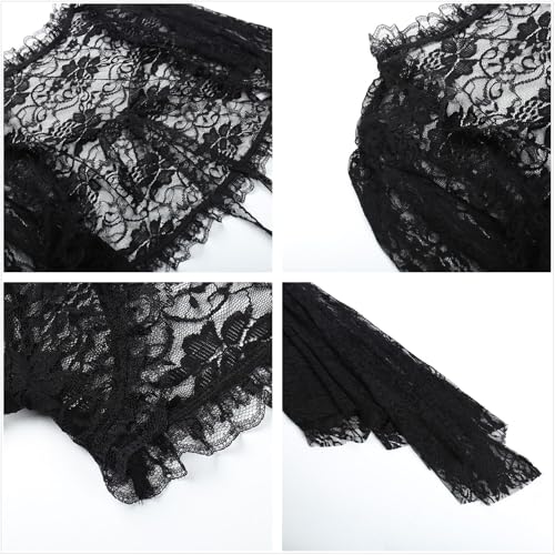 Image of Goth Bolero Shrug Women Lace Sheer Mesh Gothic Flare Sleeve Emo