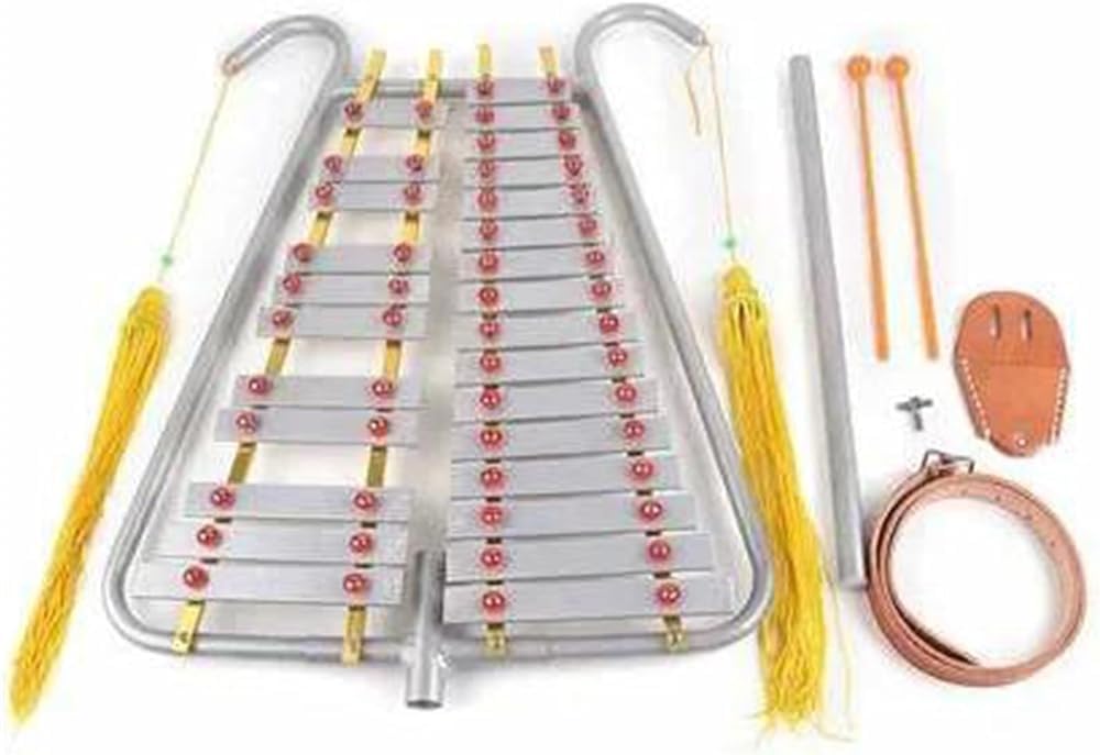 Glockenspiel in alluminio a 27 toni per principianti, xilofono portatile da marcia con campane in metallo, strumento a percussione ideale per l'educazione musicale e le esibizioni all'aperto