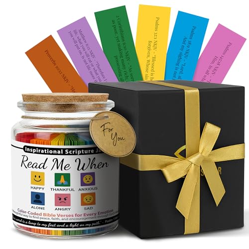 Only Zest Read Me When Bible Verses Jar for Daily Encouragement, 96 Color Coded Scripture Jar for Emotions and Feelings, Inspirational Religious Gifts for Women, Christian Gift for All Ages