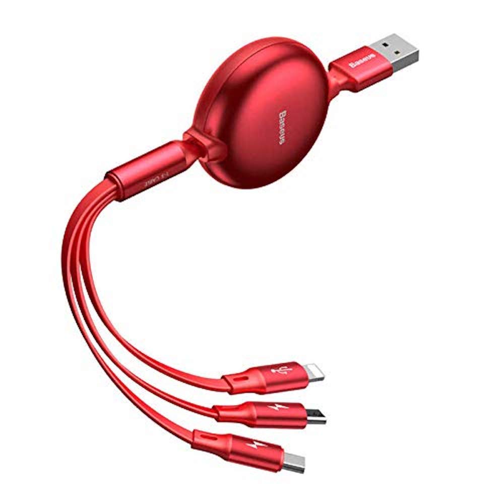 Baseus Little Octopus 3 in 1 adjustable cable USB For M + L + T 3.5A 1.2m Red