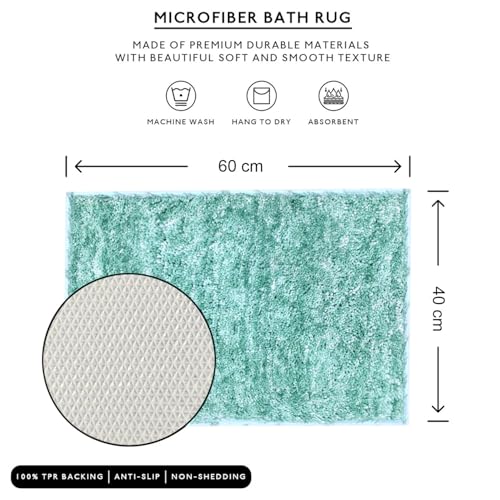 Image of Amazon Brand - Umi Hawai Microfiber Bath Mat Super Soft Non-Slip Washable Multipurpose Bathroom mat, Bedroom Doormat for Home -Aqua, (40x60 cm) Pack of 1