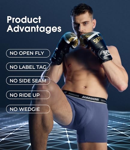 Image of BAMBOO COOL Mens Underwear Trunks for Man Soft Waistband Open-fly Support Briefs(3 or 4 pack)