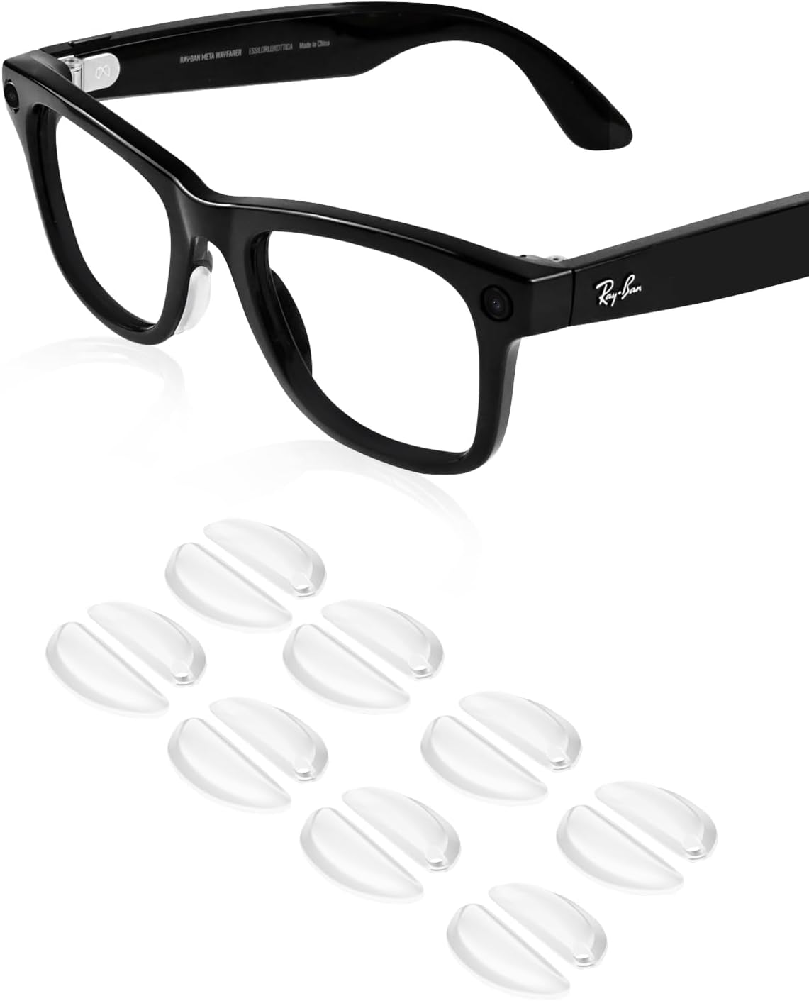 Compatible with Ray-Ban Meta Wayfarer Eyeglass Nose Pad, 8 Pairs Soft Silicone Anti Slip Replacement Nose Pads