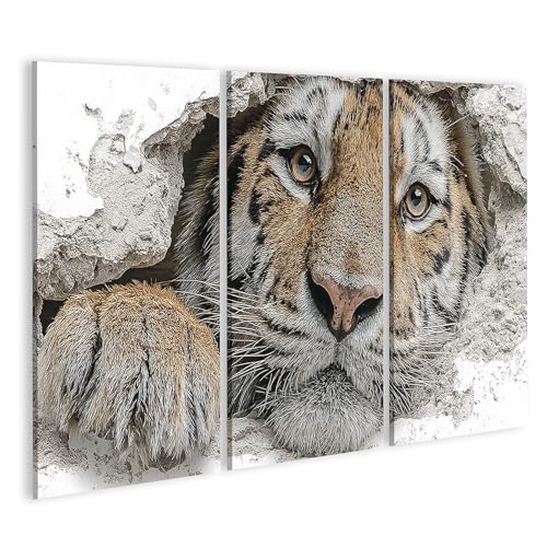 Tableau mural sur toile tigre 3 pièces islandburner pour décoration salon