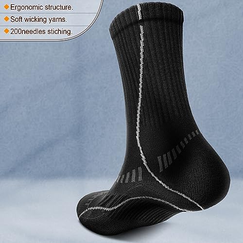 BULLIANT Men Athletic Socks, Compression Sports Crew Socks Cushioned For Men Outdoor Running Hiking-Arch Compression Support2