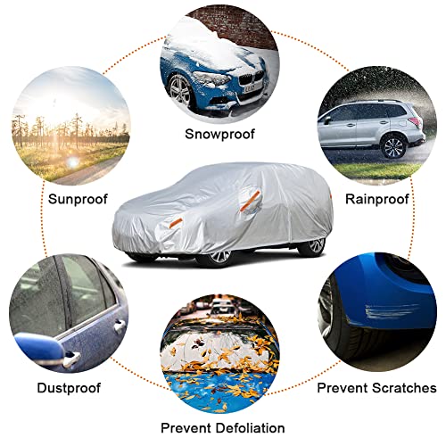 Image of Kayme SUV Car Cover Waterproof All Weather (191 to 200 Inch) | Protects cars from outdoor UV exposure, blocks blowing dust and wind, breathable lightweight material, easy storage