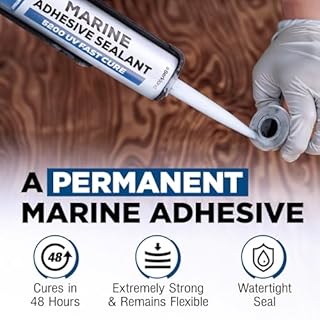 10 oz Marine Adhesive Sealant 5200 Fast Cure (White) - Permanent, Watertight Bonding and Sealing - UV Resistant, Above & Below Waterline - Compare to 05203 and 06520 FC M - by Berkland
