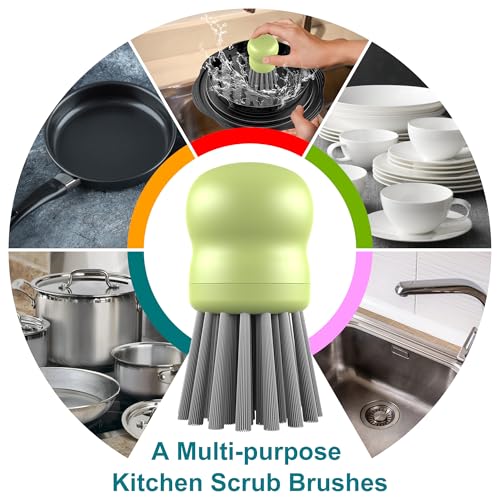Image of Mini Dish Brush for Cleaning Chicken Shredder, Palm Brush Dish Scrubber with Ergonomic Grip, Kitchen Brush for Washing Dishes, Pans, Pots, Sink (4, Matcha)