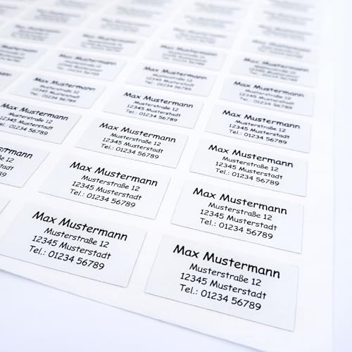 NEU! Personalisierte Adressetiketten mit Wunschtext Selbstklebende Namensaufkleber für Briefe Post Schule und Büro - viele Größen und Mengen (46 x 17mm bis 99×38mm und 20 bis 1000 Stück wählbar)