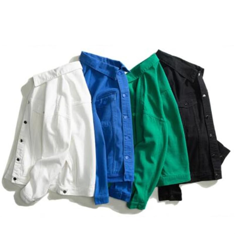 Dninmim Men's Autumn Oversize White Denim Jacket Cotton Casual Versatile Jean Coats4