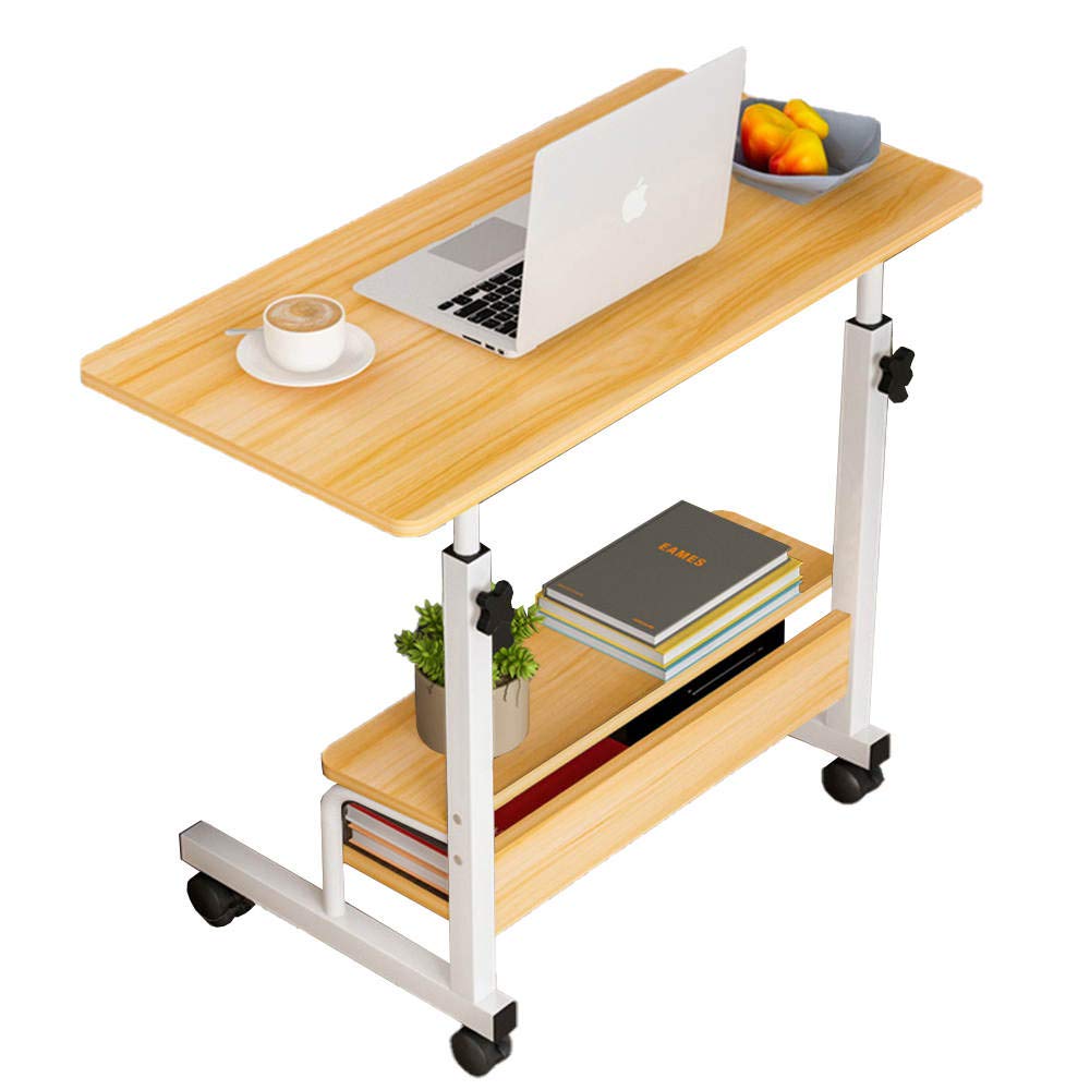 Buy Pillarmax 80 x 40 Laptop Desk End Table with 2Tier Storage Shelves & Wheels, Bedside